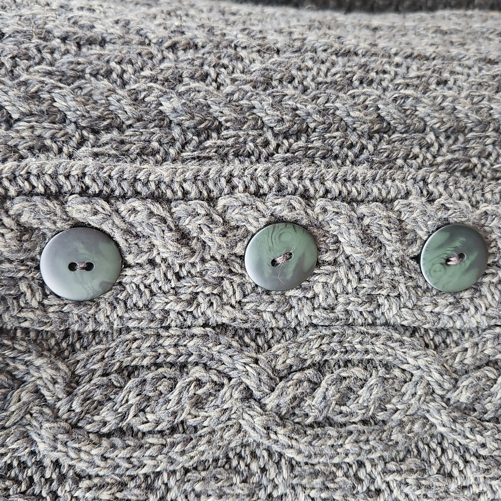Aran Craft Cardigan | Large  Collar | Forest Green | Button Up | Pockets Size S - Picture 6 of 16